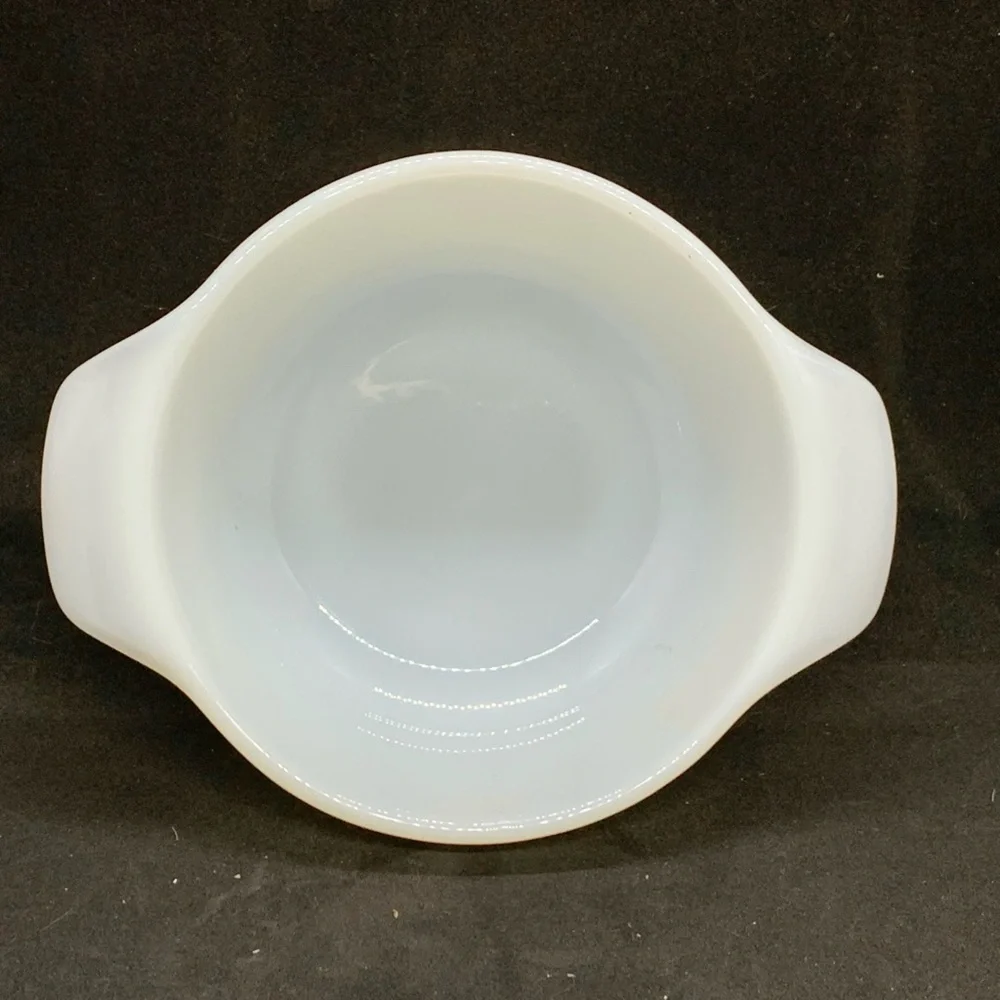 Vintage Fire King AH Milk Glass Mini Casserole Dish Tab Handles USA Cottagecore